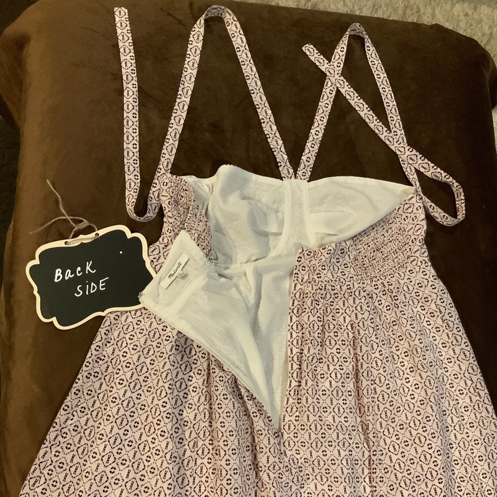 Madewell White Maroon 8 Silk Convertible Dress Twee Scandi Girl lightweight - Picture 13 of 15